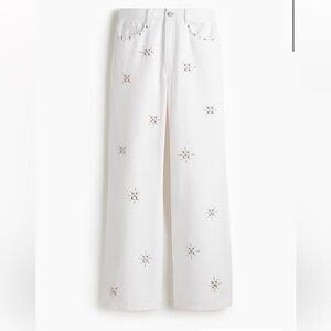 H&M White Studded Wide Leg Jeans- size 4 - Backstreet Boys outfit!